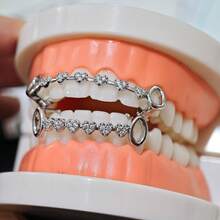 THATBOY 2个镂空心形立方氧化锆镶嵌嘻哈牙套，时尚派对礼物（女士） - 彩色 - 查看 15