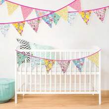 MG2PLUS 39Ft Triangle Bunting Banner Floral Cotton Pennant Banner 42pcs Reusable Vintage Fabric Triangle Flags For Wedding Birthday Tea Party Shabby Chic Garden DecorationsN - 混合色 - 查看 4