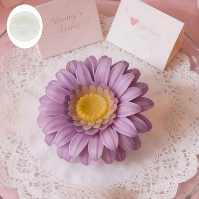 1个浪漫3D向日葵硅胶模具 - 可重复使用的高品质花形模具，适用于蜡烛、手工皂、树脂工艺品 - 情人节和母亲节礼物，家居和婚礼装饰，精致花瓣设计，光滑质地，精湛工艺