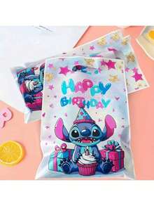 asmodee Lilo And Stitch Cartoon Character Stitch Pattern Party Gift Bags, Suitable For Cookies, Candies, Stitch Themed Birthday Parties, Holiday Supplies Paper Bags, Gift Bags For Various Themed Parties - A - View 2
