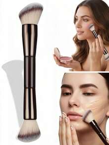 7pcs Multifunctional Double-Ended Makeup Brushes Set, Including Foundation Brush, Powder Brush, Blush Brush, Concealer Brush, Contour Brush, Suitable For Women - Coffee Brown - View 7