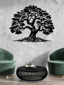 Vintage Tree Of Life Metal Wall Decor - Nature Inspired Original Metal Art, Farmhouse Style Living Room Wall Decor, Indoor Outdoor Nature Theme, Wall Mounted, Home Decor, Room Decor, Birthday Graduation Gift - 黑色 - 查看 4