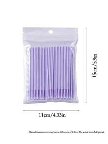 100片/包一次性微型睫毛卸妆湿巾，睫毛清洁刷，纳米清洁棉签，用于卸妆、眼线、睫毛嫁接清洁 - 彩色 - 查看 4