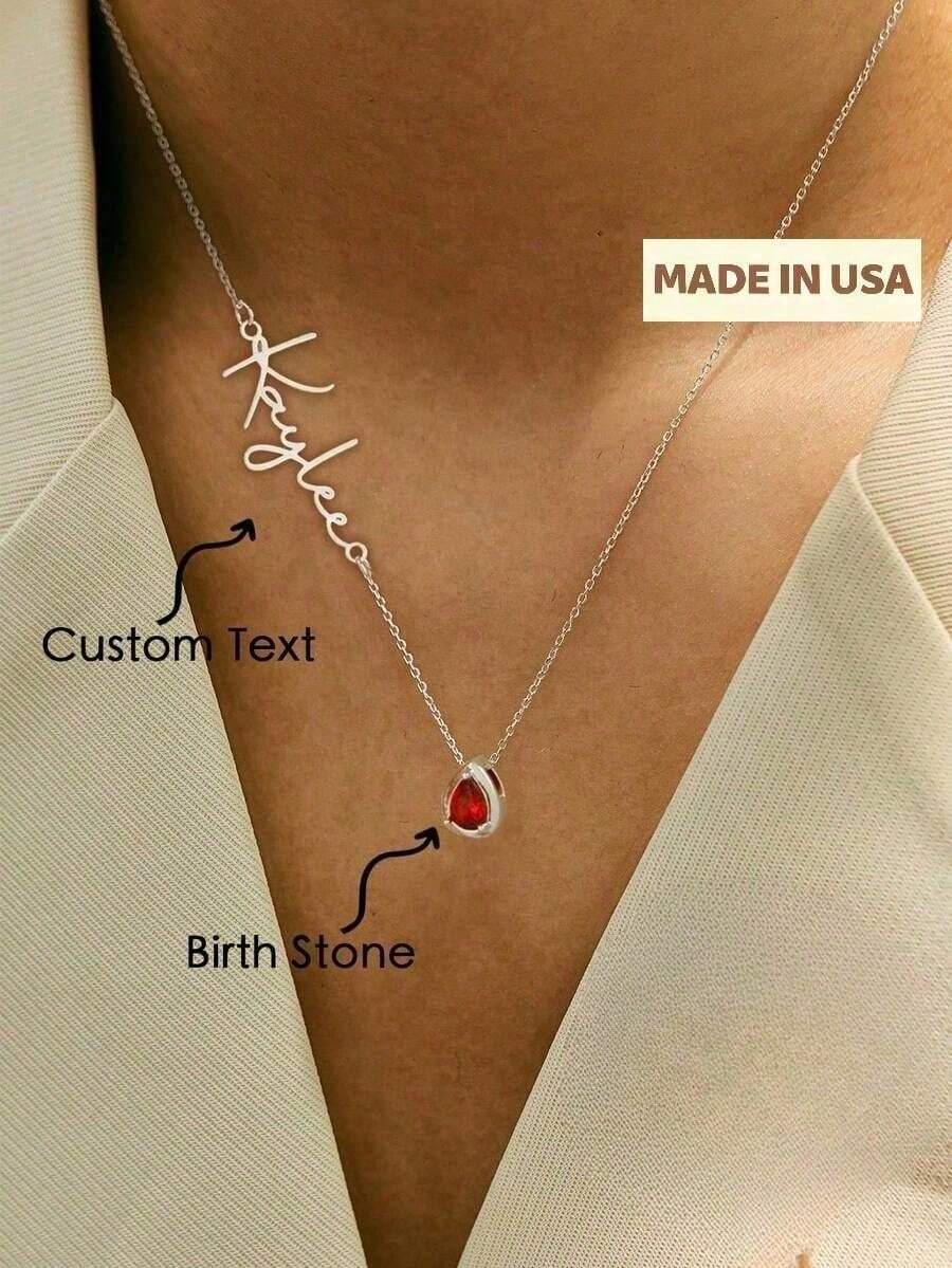 1 Personalized Custom English Letter Name Birthstone Artificial Zirconia Pendant Necklace, Elegant And Romantic, Bohemian Style With Accessories, Suitable, School Supplies, Back To School, For Office, For School, For Classroom, For Teacher Gifts, For University, For Colleague, For Dorm Rooms, For Teacher, For Boys And Girls, For Teenagers, Junior High School Students, Middle School Students,Delicate Romance - Nhiều màu - Xem 1