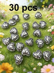 5/10/20/30/50pcs Multi-Color Fashionable Cute Leopard Print Heart Beads, Focal Beads Suitable For DIY Necklace, Bracelet, Earring, Keychain, Phone Strap, Decorative Pen, Couples Gift - Multicolor - View 34