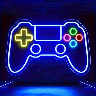 1pc Game Controller LED Neon Light, Indoor Room Neon Decor Light, Social Media Influencer Atmosphere Lighting, Plastic Wall Art Decor For Room, Party, Wedding, Bar, Club, Restaurant, Nail & Beauty Salon, USB Powered, Computer Accessory, Factory Direct, Customizable