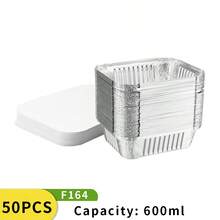 Hộp đựng thức ăn bằng giấy bạc nhôm vuông dùng một lần, hộp đựng bằng giấy bạc dày, hộp đựng đồ nướng, hộp đựng đồ ăn mang đi, hộp chịu nhiệt dùng trong lò nướng. - Bạc - Xem 13