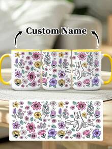 1pc 11oz/15oz Custom Mother's Day Name Mug, Personalized Coffee Cup With Printed Name. The Wrap-Around Pattern On The Mug Can Be Customized With Up To 8 Children Holding Their Mother's Hand. This Mother-Themed Mug With Floral Elements Is An Ideal Gift For Mom And A Unique, Thoughtful Present - 款式9 - 查看 104