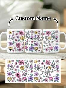 1pc 11oz/15oz Custom Mother's Day Name Mug, Personalized Coffee Cup With Printed Name. The Wrap-Around Pattern On The Mug Can Be Customized With Up To 8 Children Holding Their Mother's Hand. This Mother-Themed Mug With Floral Elements Is An Ideal Gift For Mom And A Unique, Thoughtful Present - 款式9 - 查看 75