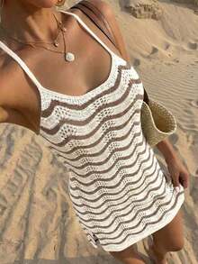 Women's Summer Bohemian Ombre Hollow-Out Sexy Sheer Cover-Up Camisole Mini Dress Vacation Beach - Nhiều màu 3 - Xem 1