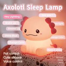 Axolotl Night Light, Touch Control, Warm Glow, Rechargeable Cute Desk Lamp For Bedroom - Seven Colors - View 3