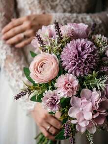 1pc/3pcs Artificial Peony, Hydrangea, Mixed Flowers, Silk Fabric, Rose Buds, Suitable For Birthday Party, Celebration, Decoration, Wedding Bouquet, Bridal Bouquet, Home Decor, Restaurant, Bedroom, Windowsill, Vase Filler, Valentine's Day Gift, New Year Decoration, Outdoor Garden, Back To School - Multicolor - View 2