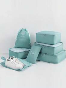 7件套旅行行李收纳袋，包括打包袋、鞋袋、衣物内衣袋，男女通用 - 彩色 - 查看 3