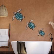 1/3pcs Wooden Sea Turtle Wall Decor Turtle Wall Art Beach Theme Art Decorations Vintage Coastal Ornaments For Pool Home Lake House Bathroom Garden Indoor Outdoor - Multicolor - View 7