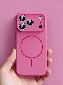 1 ốp lưng điện thoại silicon lỏng mờ tối giản có nam châm, tương thích với iPhone 17 AIR 16 15 14 13 12 Pro Max Plus, hỗ trợ sạc không dây. - Hoa hồng đỏ - Xem 6