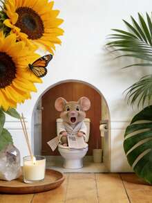 3D Broken Wall Mouse Hole Wall Stickers, Funny Bathroom Mouse Reading Newspaper Wall Decals, Peel And Stick Removable Wall Art For Toilet Kids Room Decor - BHLSD-15023 - View 4