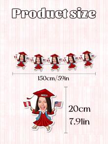 7/14/21件套定制照片文字毕业卡通横幅 – 个性化毕业生卡通花环，可定制头像、姓名和旗帜 | 高中和大学毕业生毕业派对装饰 | 毕业季背景和拍照亭装饰，旗帜可定制，毕业礼物 - 彩色 - 查看 4