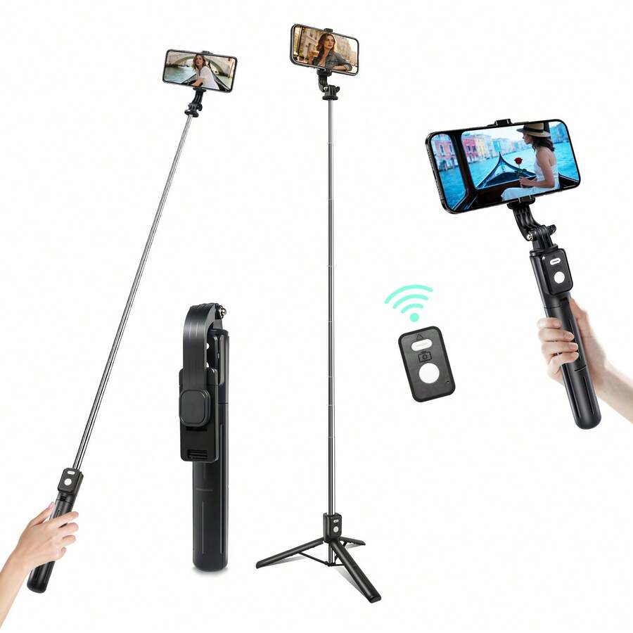 Gậy selfie không dây kiêm chân máy có điều khiển từ xa Bluetooth, xoay 360°, thích hợp cho livestream và giữ điện thoại khi đi du lịch. - Một cỡ - Xem 1