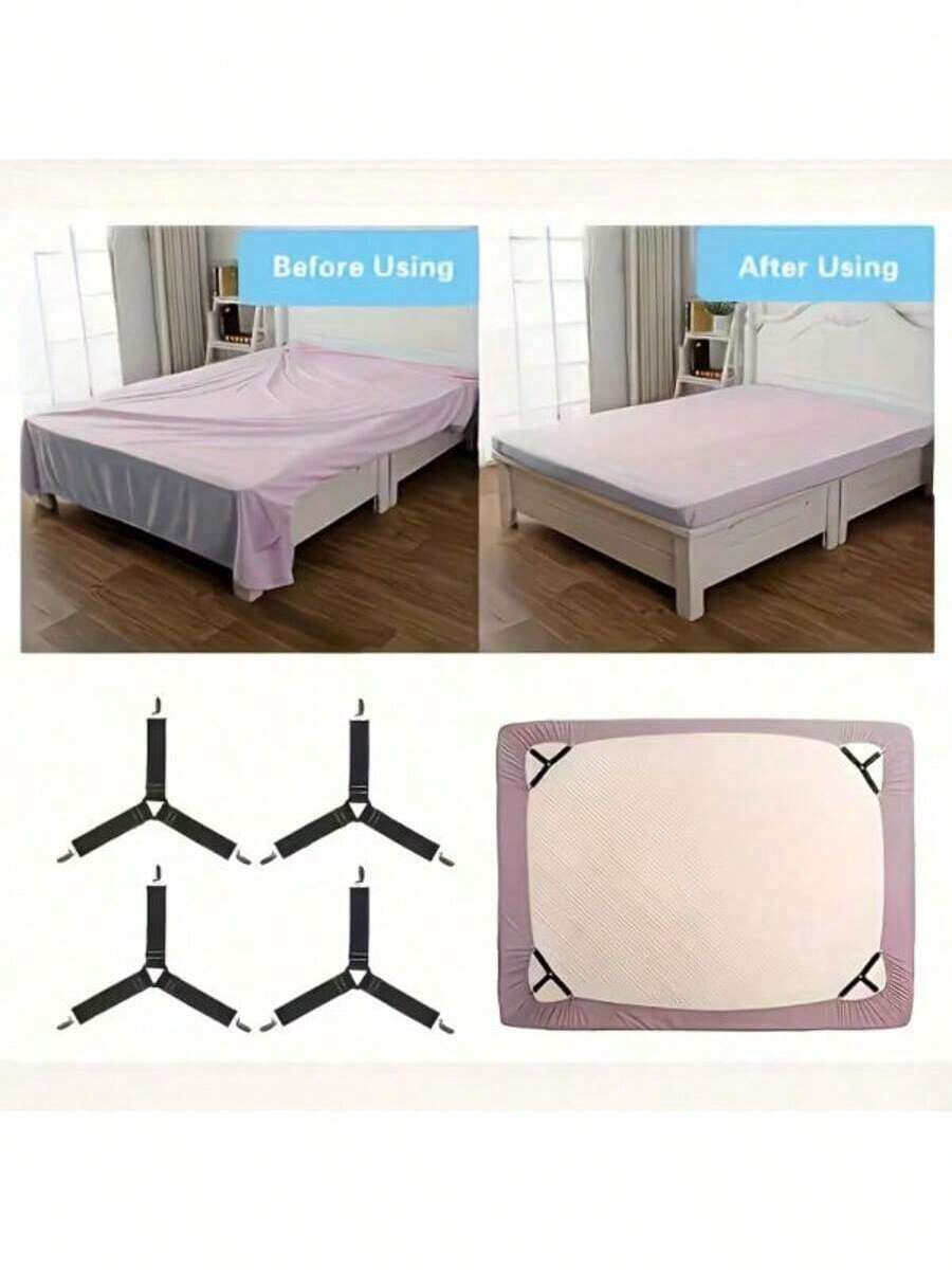 4 kẹp tam giác điều chỉnh được, chống trượt dùng cho ga trải giường - Thích hợp cho đệm sofa và chăn ga gối, dễ vệ sinh, dùng để cố định ga trải giường.
