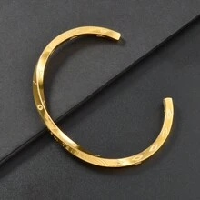 1 st minimalistiskt lyxigt 18K guldpläterat Möbius Loop-armband med graverad öppen armring, unisex vardagskläder, parsmycken - Guld - Visa 3