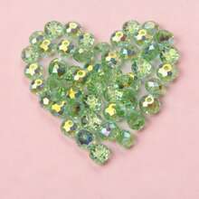 100pcs 8mm High Quality Glass Crystal Beads, Flat Round Loose Beads, Suitable For DIY Bracelet And Necklace Jewelry Making - Green - View 5