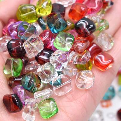 20颗/包 11毫米不规则琉璃珠，适用于珠宝制作、DIY手链、耳环等饰品，彩虹色水晶珠