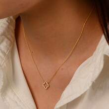 1 chiếc dây chuyền bạc Sterling S925 đính đá toàn bộ hình cỏ bốn lá rỗng, thiết kế sang trọng độc đáo, dây chuyền ôm sát cổ đa năng dành cho nữ. - Rỗng - Xem 7