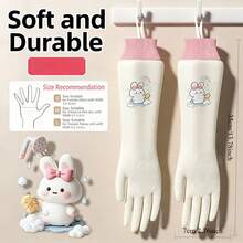 A Pair Of Cleaning Gloves For Home Use, Comfortable Dishwashing Gloves For Household Chores And Kitchen Use, Durable, Thick, And Wear-Resistant, Suitable For Washing Clothes And Cooking, Essential For Outdoor Camping - Size L [Suitable for Women] One Pair - View 9