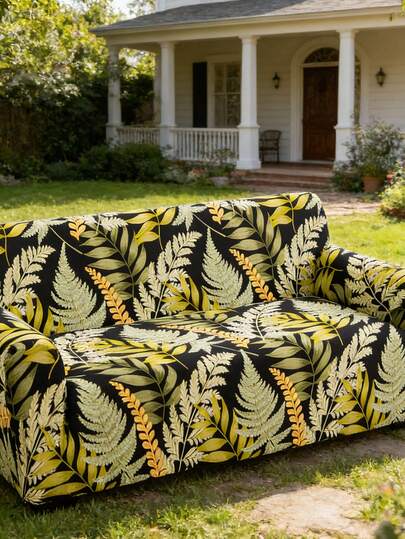 1件装植物图案印花沙发套，防尘防污，弹性全包覆式沙发保护套，客厅家居装饰，适用于1/2/3/4人沙发，四季皆宜，可机洗，不含枕套