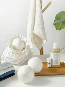 Bộ 3/6 quả cầu sấy khô bằng len tái sử dụng - Dùng cho máy giặt và vải gia dụng, có thể thay thế nước xả vải, giảm nhăn và tĩnh điện. - Trắng - Xem 6