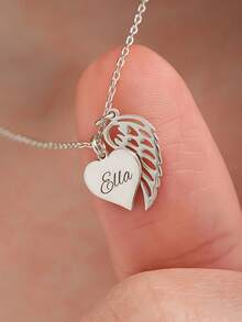 1 chiếc vòng cổ hình cánh thiên thần khắc tên và mặt dây chuyền hình trái tim, trang sức nữ phong cách Boho thanh lịch, vòng cổ tùy chỉnh, tên tùy chỉnh, vòng cổ nữ, trang sức nữ, quà tặng Ngày của Mẹ, quà tặng Ngày Valentine, quà tặng cá nhân hóa - Nhiều màu - Xem 5