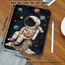 1pc Astronaut, Star, Planet Pattern PU Leather Desk Pad With 360° Rotating Stand And Pen Slot, Auto Sleep/Wake Function, Suitable For Back To School, Valentine's Day, Holiday Gifts - Multicolor - View 3