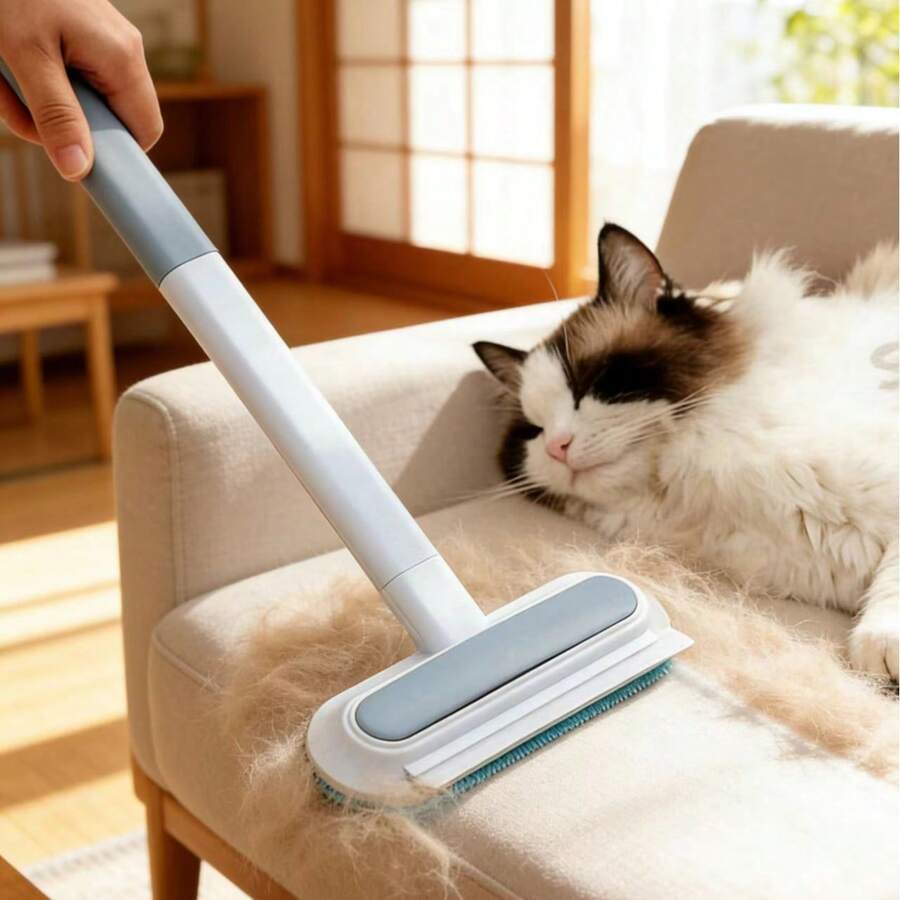 宠物毛发清洁器，猫狗毛发清洁工具，适用于沙发、家具、地毯、衣物、床上用品，配有超长手柄，猫毛清洁工具 - 查看 1