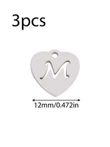 3个/套 心形吊坠 不锈钢英文字母吊坠 A-Z 字母饰品，适用于手工手链、耳环等珠宝制作 - 吊墜 - 查看 40