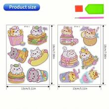 12pcs DIY Cute Cat Diamond Painting Kit, Includes Gems Tools, Craft Art, Best Mosaic Sticker Gift - Multicolor - View 4