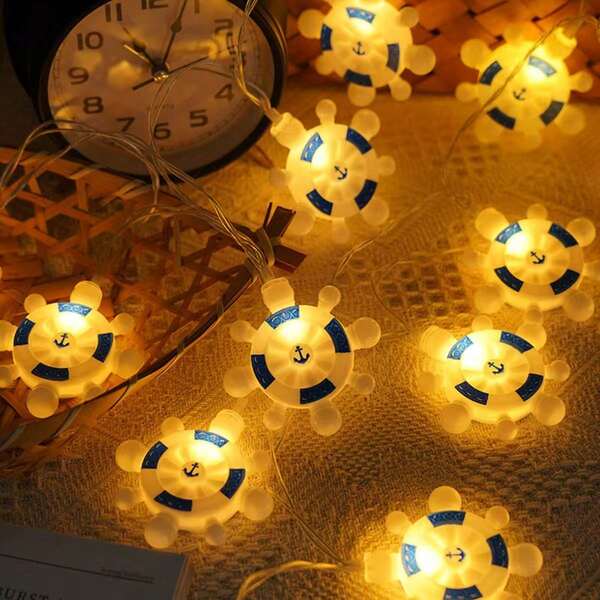 1pc Ocean Rudder Shaped LED String Lights, Indoor Decoration Lights For Holidays, Suitable For Birthday, Wedding, Party, Dorm Lighting