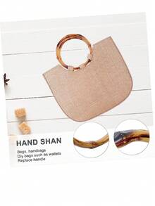 Anillos para asas de bolsos tejidos, asas de bolso de resina de bambú falso portátiles, accesorios DIY lindos - Champán - Ver 6