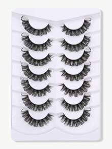 7 Pairs Fashionable Criss-Cross False Eyelashes - Black - View 8