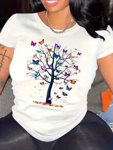 Camiseta casual de manga corta con estampados únicos - Blanco - Ver 1