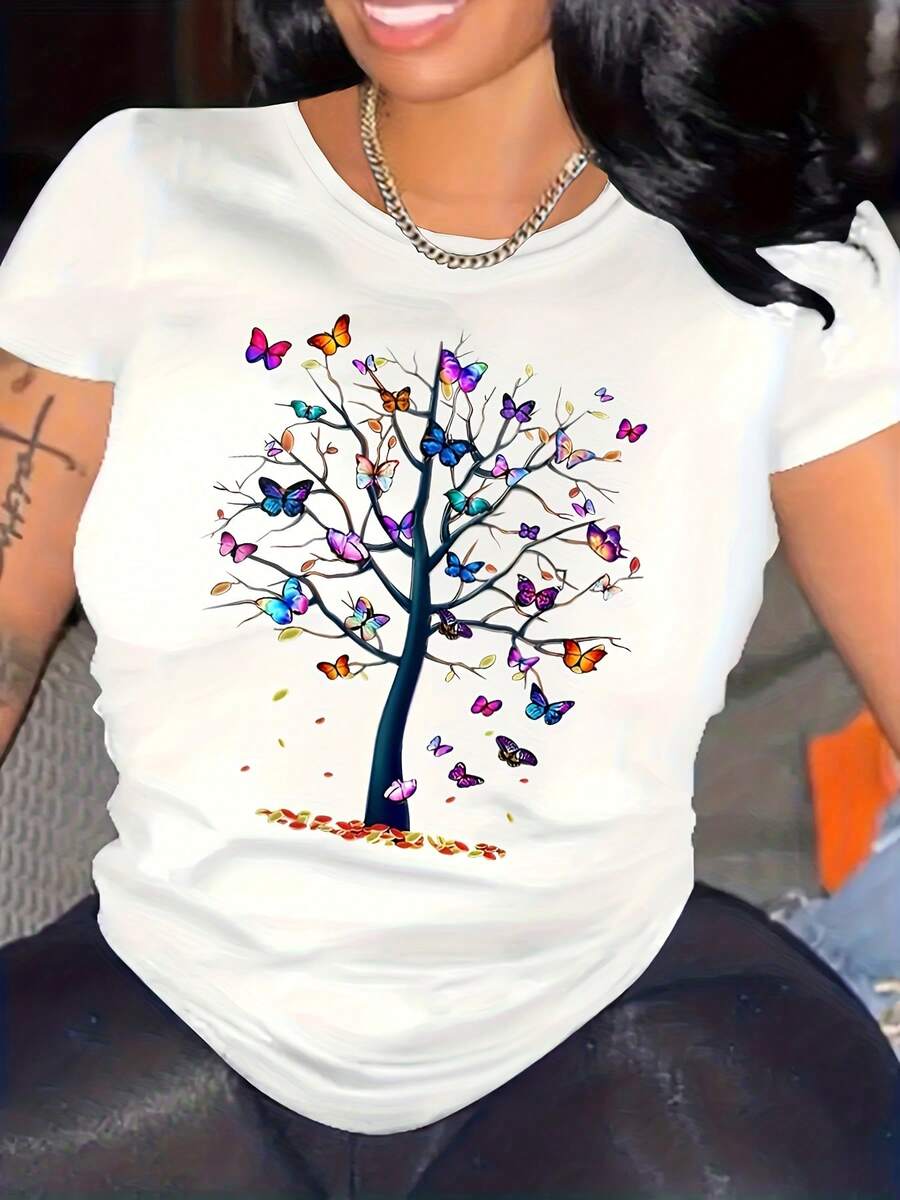 Camiseta casual de manga corta con estampados únicos - Blanco - Ver 1