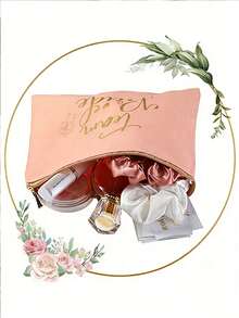 Bộ quà tặng 14 món cho tiệc cưới - Túi trang điểm cho cô dâu và phù dâu kèm cọ satin, dây buộc tóc, quà tặng cho khách dự tiệc cưới, chuẩn bị cho ngày cưới. - A - Xem 8