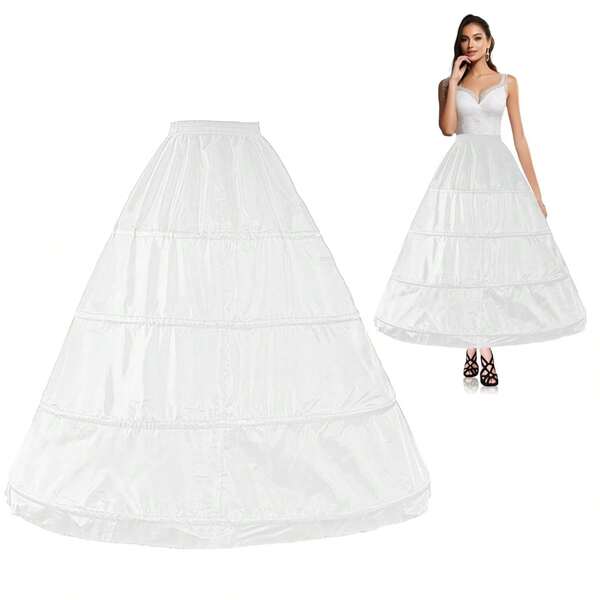 Jupon pentru femei, cu fermoar, din tul, pentru rochie de mireasă, rochie de bal, vară, plajă (cerc 4/6), rochie de plajă