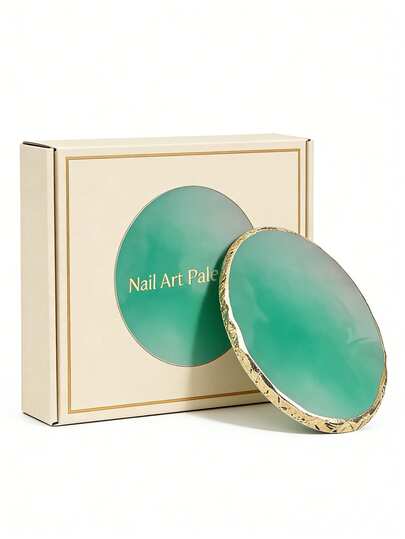 Resin Nail Art Color Mixing Palette, Nail Art Painting Color Blending Palette, Gold-Edged Nail Polish Display Stand, Nail Art Display Board