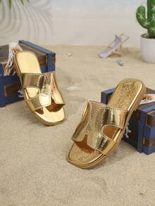 2026新款男女通用休闲拖鞋,简约优雅设计,适合夏季、海滩和旅行 - 金色 - 查看 4