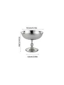 1 chiếc ly cao chân bằng thép không gỉ 304, thích hợp đựng tráng miệng, bánh pudding, kem, thạch, salad trái cây, sữa chua, dùng trong các lễ hội, quán cà phê, nhà hàng cao cấp, gia đình và các dịp thương mại khác. - Bạc - Xem 2