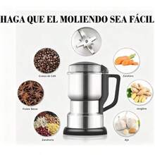 Molino de café eléctrico, molinillo de especias plateado de 150-300 W Funcionamiento con un solo toque para moler granos de café, especias, hierbas secas, frutos secos y mucho más. - Negro - Ver 6