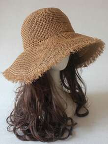 1 chiếc mũ rộng vành chống nắng cho nữ, thích hợp cho kỳ nghỉ biển, mùa xuân/hè. - Nhiều màu - Xem 5