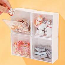 8pcs Wall Mounted Cotton Pad Dispenser, Cotton Ball Storage Box, Cotton Pad Container For Storing Cotton Balls, Dental Floss, Hair Clips, Rubber Bands And Clips - Multiple Styles - View 1