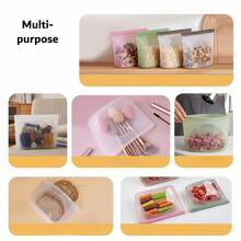 500ml/1000ml/2000ml/3000ml Leak-Proof Silicone Seal Freezer Bags, Reusable Silicone Food Storage Bags - Multicolor - View 4