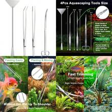 4Pcs Aquascaping Tools Aquascape Kit Long And Strong Aquarium Tweezers Scissors Algae Scraper Aquarium Plant Tools Fish Tank Plant Trimming Kit - 銀 - 查看 1